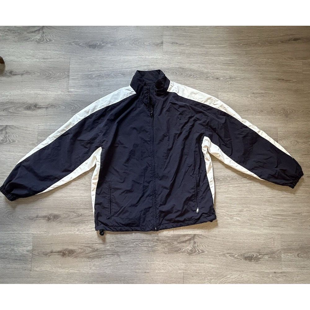 Charles River Apparel Outerwear Jacket Large Dark Navy and White Full Zip lined
